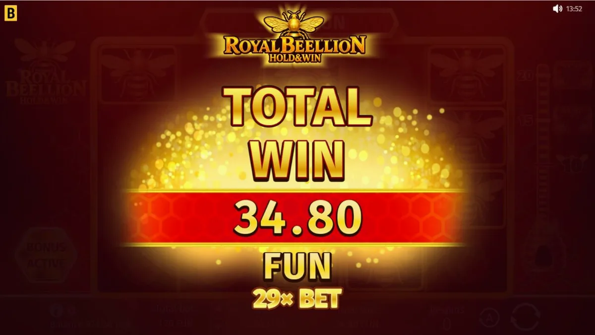 Visual vibrante e dourado do jogo Royal Beellion Hold & Win com tema de abelhas e mel